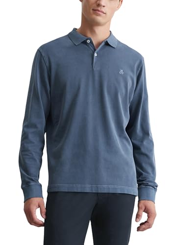 Marc O'Polo Herren Langarm-Poloshirt aus Bio-Baumwolle Regular Fit, Blau (Moon Stone), L Marc O'Polo Herren Langarm-Poloshirt aus Bio-Baumwolle Regular Fit, Blau (Moon Stone), L von Marc O'Polo