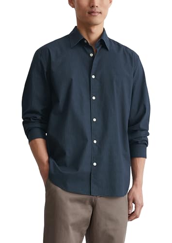 Marc O'Polo Herren Hemd aus Bio-Baumwolle Langarm, Blau (Multi/Dark Navy), L von Marc O'Polo