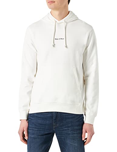 Marc O'Polo Men's 322407754440 Sweatshirt with hood, long sleeve. White cotton, M von Marc O'Polo