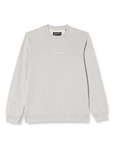 Marc O'Polo Men's 322407754444 Crewneck, logo embroidery at chest, silver grey melange, 3XL von Marc O'Polo