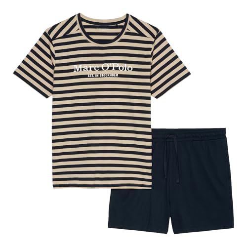 Marc O´Polo Men's Mix&Match Short Pyjama Pajama Set, beige/White/Navy, Extra Large von Marc O'Polo
