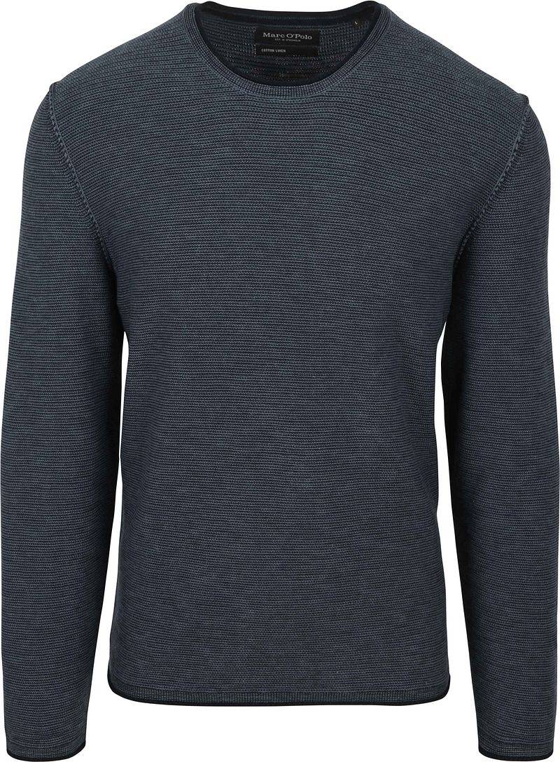 Marc O'Polo Pullover Crewneck Cotton/Linen Dark Blue - Größe M von Marc O'Polo