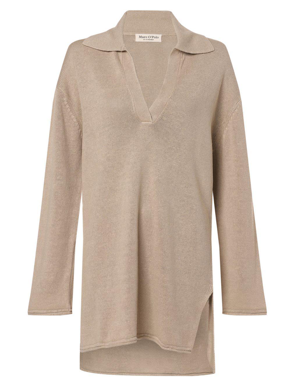 Marc O'Polo Pullover mit Leinen-Anteil Damen V-Ausschnitt, beige von Marc O'Polo