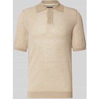 Marc O'Polo Regular Fit Poloshirt aus Baumwoll-Leinen-Mix in Sand, Größe XXL von Marc O'Polo