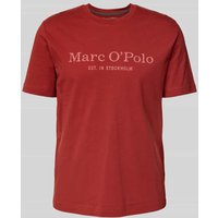 Marc O'Polo Regular Fit T-Shirt aus reiner Baumwolle in Bordeaux, Größe M von Marc O'Polo