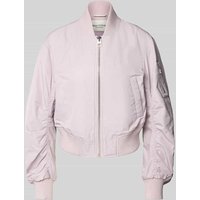 Marc O'Polo Relaxed Fit Bomberjacke mit gerippten Abschlüssen in Lavender, Größe 36 von Marc O'Polo