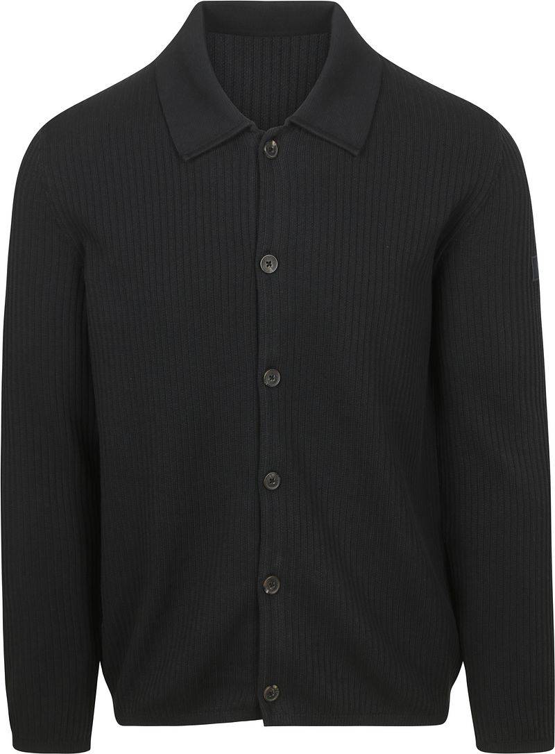 Marc O'Polo Strickjacke Button Ribbed Navy - Größe M von Marc O'Polo