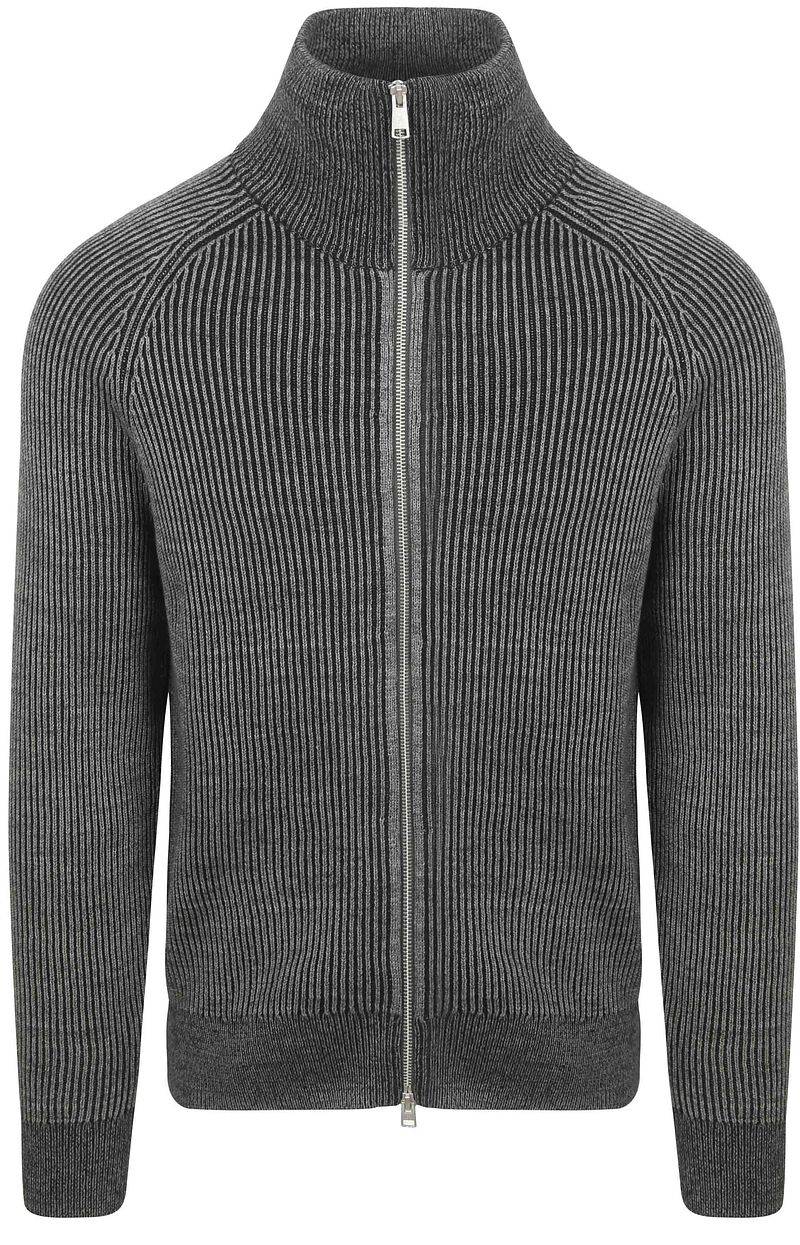 Marc O'Polo Strickjacke Rib Wool Mix Grau - Größe L von Marc O'Polo