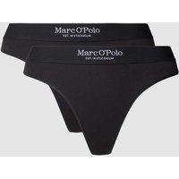 Marc O'Polo String mit Rippenstruktur und elastischem Logo-Bund in Black, Größe M von Marc O'Polo