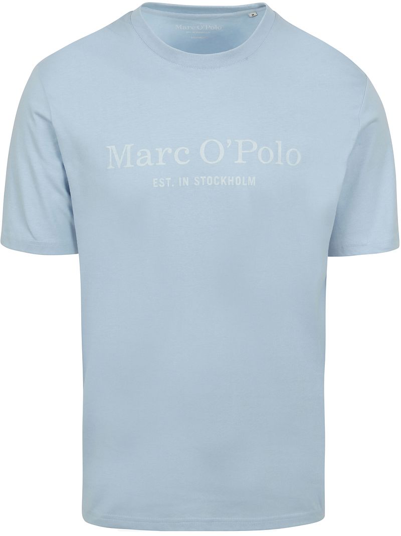 Marc O'Polo T-shirt logo lichtblauw - Größe L von Marc O'Polo