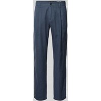 Marc O'Polo Tapered Fit Leinenhose mit Bundfalten Modell 'Osby' in Marine, Größe 36/30 von Marc O'Polo