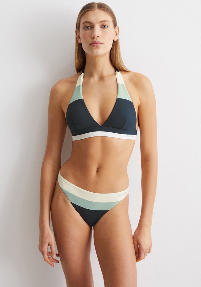 Marc O'Polo Triangel-Bikini-Top Summer Stripes, mit modernem Farbblockdesign von Marc O'Polo