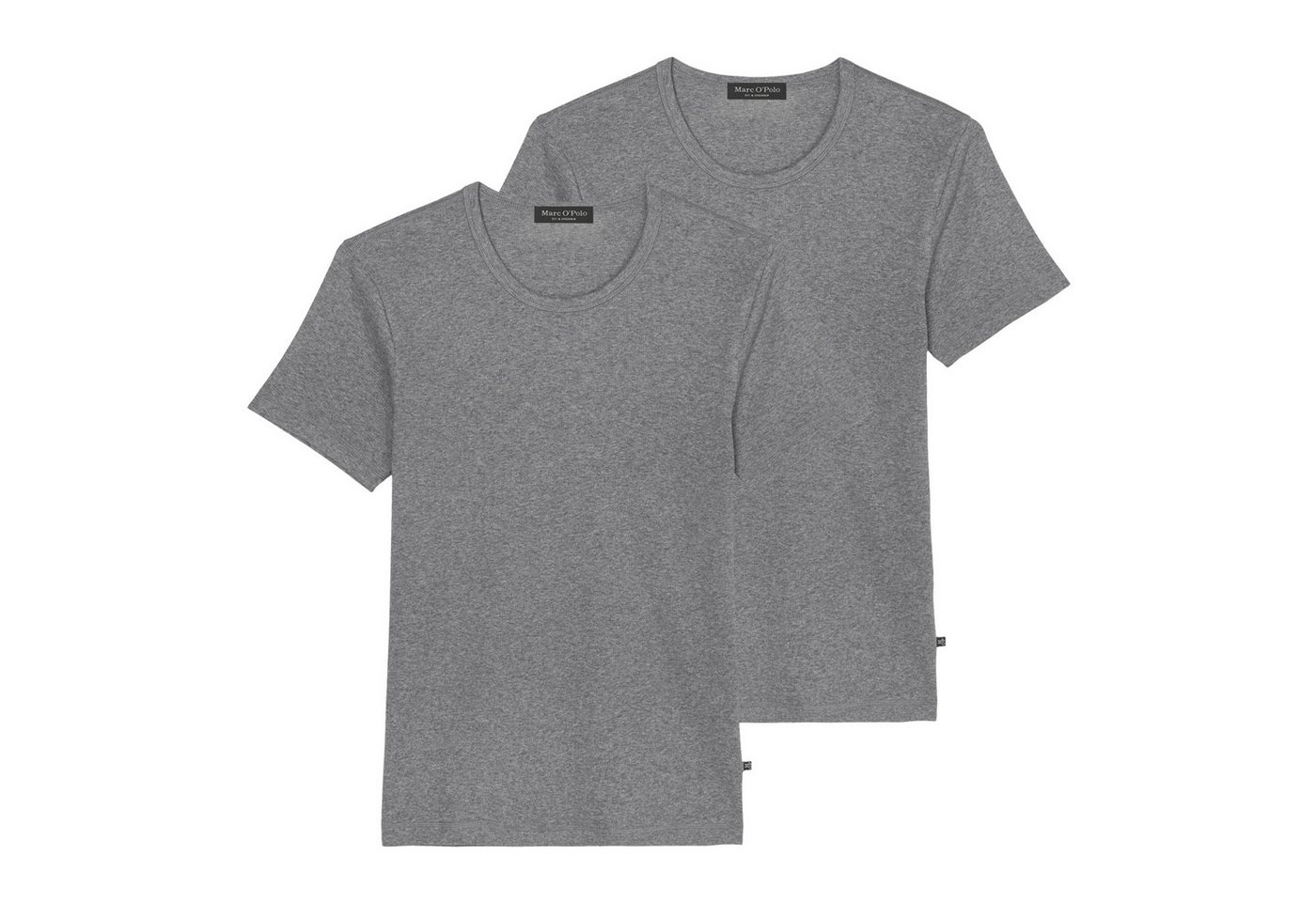 Marc O'Polo Unterziehshirt 2er Pack T-Shirts Iconic Rib Crew Neck Organic Cotton Stretch (2-St., 2 Stück) mit kleinem Logo-Patch über dem Saum von Marc O'Polo