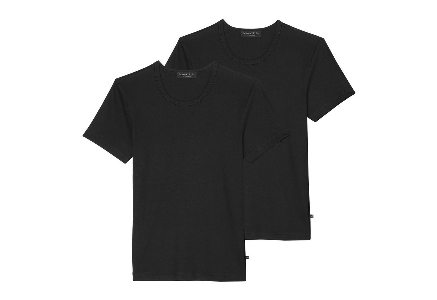 Marc O'Polo Unterziehshirt 2er Pack T-Shirts Iconic Rib Crew Neck Organic Cotton Stretch (2-St., 2 Stück) mit kleinem Logo-Patch über dem Saum von Marc O'Polo