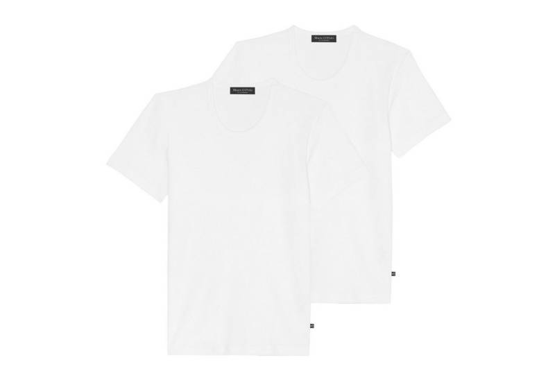 Marc O'Polo Unterziehshirt 2er Pack T-Shirts Iconic Rib Crew Neck Organic Cotton Stretch (2-St., 2 Stück) mit kleinem Logo-Patch über dem Saum von Marc O'Polo
