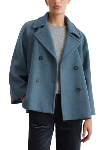 Marc O'Polo Damen Cabanjacke mit Reverskragen elegant, Blau (Hazy Blue), 46 von Marc O'Polo