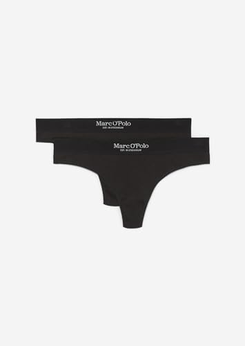 Marc O'Polo Damen Iconic Rib 2-Pack Thong Panties, Schwarz, XS EU von Marc O'Polo