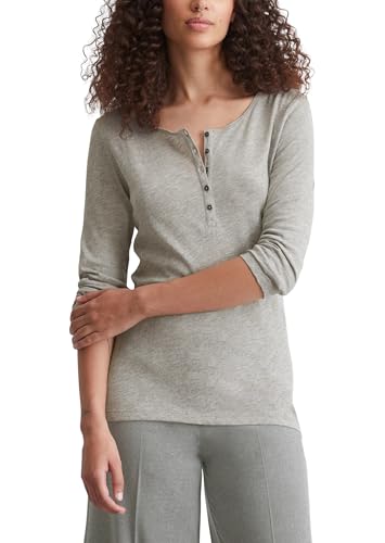 Marc OߴPolo Damen Langarmshirt aus Bio-Baumwolle mit Knopfleiste, Grau (Soft Stone Melange), XL Marc OߴPolo Damen Langarmshirt aus Bio-Baumwolle mit Knopfleiste, Grau (Soft Stone Melange), XL von Marc O'Polo