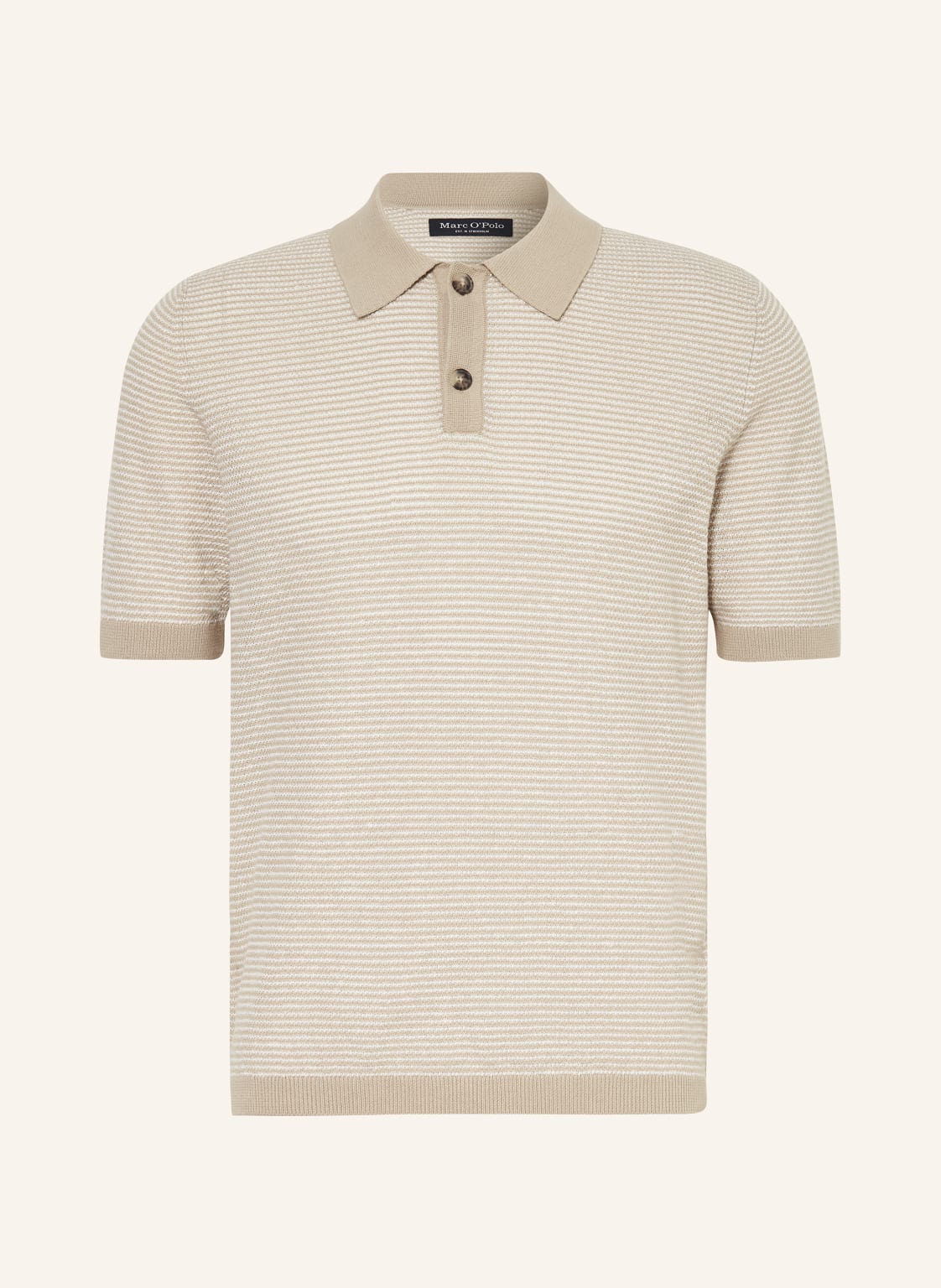 Marc O'polo Strick-Poloshirt Mit Leinen beige von Marc O'Polo