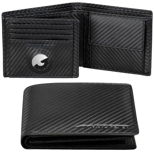 Marc Peter® California AirTag Wallet mit Münzfach und RFID-Schutz | AirTag Geldbeutel | Apple Airtag Portemonnaie | Carbon Leder Geldbörse von Marc Peter