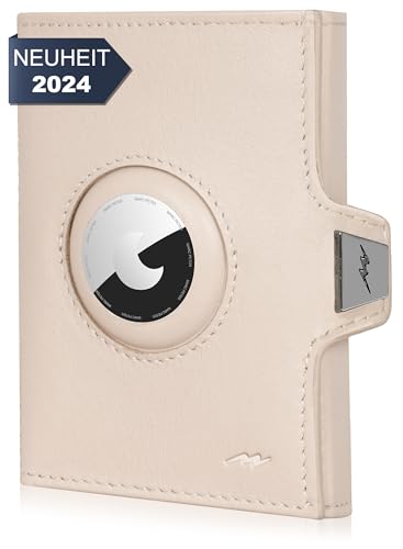 Marc Peter® Jupiter Airtag Echtleder Geldbörse mit Münzfach | Kleines Airtag Portemonnaie für Herren mit RFID | Apple Airtag Mini Geldbörse für Männer | Kreditkartenetui für bis zu 11 Karten Rosa von Marc Peter
