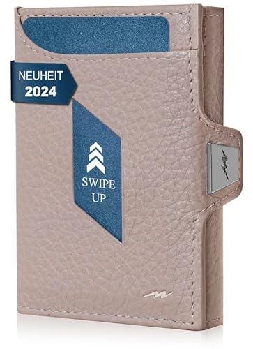 Marc Peter® Jupiter Rose Echtleder Slim Wallet mit Münzfach | Kleines Portemonnaie für Herren mit RFID | Kompaktes Portmonee | Mini Geldbörse für Männer | Kreditkartenetui für bis zu 11 Karten von Marc Peter