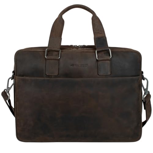 Marc Peter® Sydney Lehrertasche Herren Kohle Hunter Leder Aktentasche Laptoptasche Bürotasche Businesstasche groß XXL Umhängetasche Bräun von Marc Peter