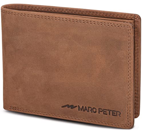 Marc Peter Oslo Geldbörse Herren Leder Bräune mit RFID Schutz I Echtleder Portemonnaie Groß I 13 Fächer I Geldbeutel für Männer I Brieftasche Wallet Portmonee aus echtem Leder von Marc Peter