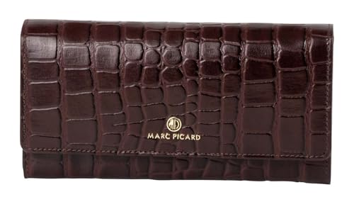 Marc Picard Leder Geldbörse Croco Wallet with Flap Brown Dunkelbraun von Marc Picard