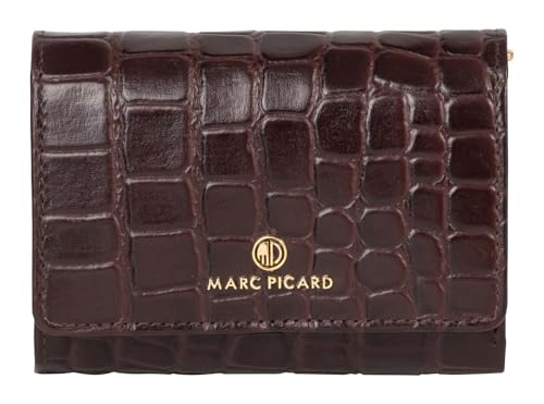 Marc Picard Leder Geldbörse Croco Wallet with Flap Brown Dunkelbraun von Marc Picard