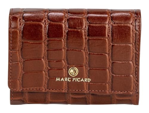 Marc Picard Leder Geldbörse Croco Wallet with Flap Cognac braun von Marc Picard