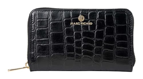Marc Picard Leder Geldbörse Croco Zip Wallet Black schwarz von Marc Picard