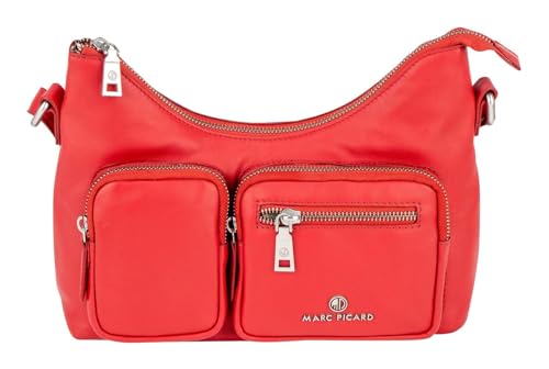 Marc Picard Leder Schultertasche Maremma Shoulder Bag with Front Pockets Lychee rot Marc Picard Leder Schultertasche Maremma Shoulder Bag with Front Pockets Lychee rot von Marc Picard