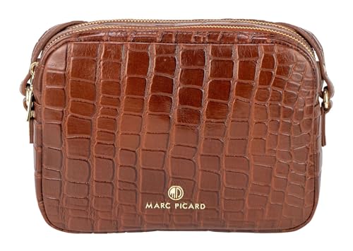 Marc Picard Leder Umhängetasche Croco Shoulder Bag Cognac braun von Marc Picard