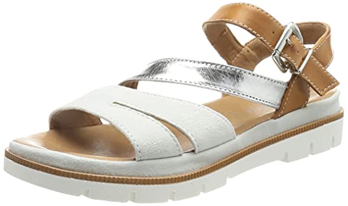 Marc Shoes Damen Ayane Sandale, Leather White-Brown, 39 EU von Marc Shoes