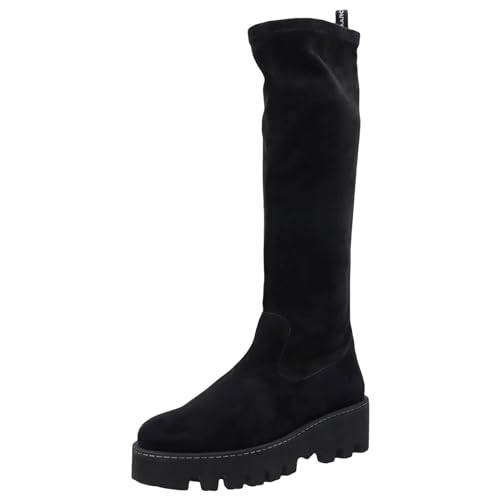 Marc Shoes Damen Casual Stiefel Nubuk/Textil medium Fußbett: Nicht herausnehmbar 42,0 Goat Suede-Stretch Black von Marc Shoes