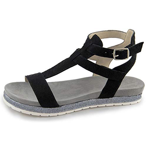 Marc Shoes Kim, Damen Römersandalen, Schwarz (Pittone Suede Black 00777), 38 EU (5 UK) von Marc Shoes