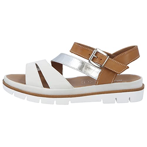 Marc Shoes Damen casual Sandale Glattleder medium Fußbett: nicht herausnehmbar 38,0 Leather white-brown von Marc Shoes