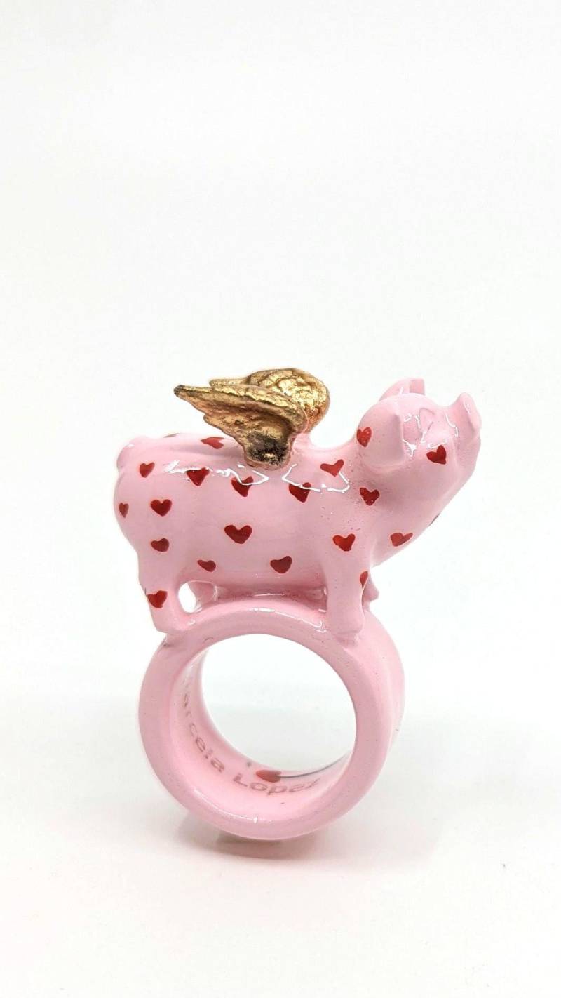 Amor-Schwein-Ring - 3D-Amor-Schwein-Ring von MarcelaLopezArt