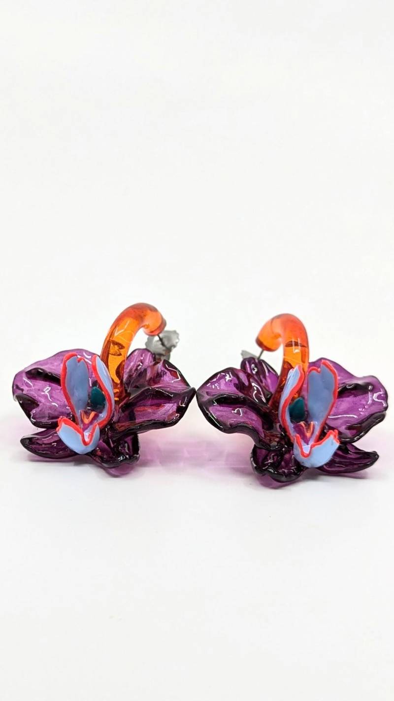 Lila Dunst Orchidee Ohrringe-3D Ohrringe von MarcelaLopezArt