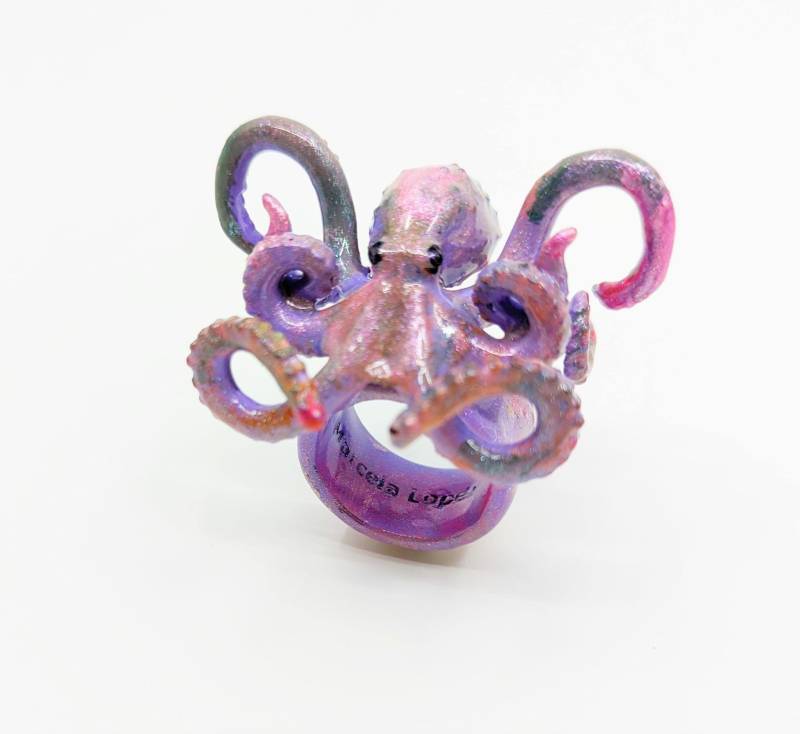 Oktopusring - 3D-Oktopusring 3D-Ring von MarcelaLopezArt