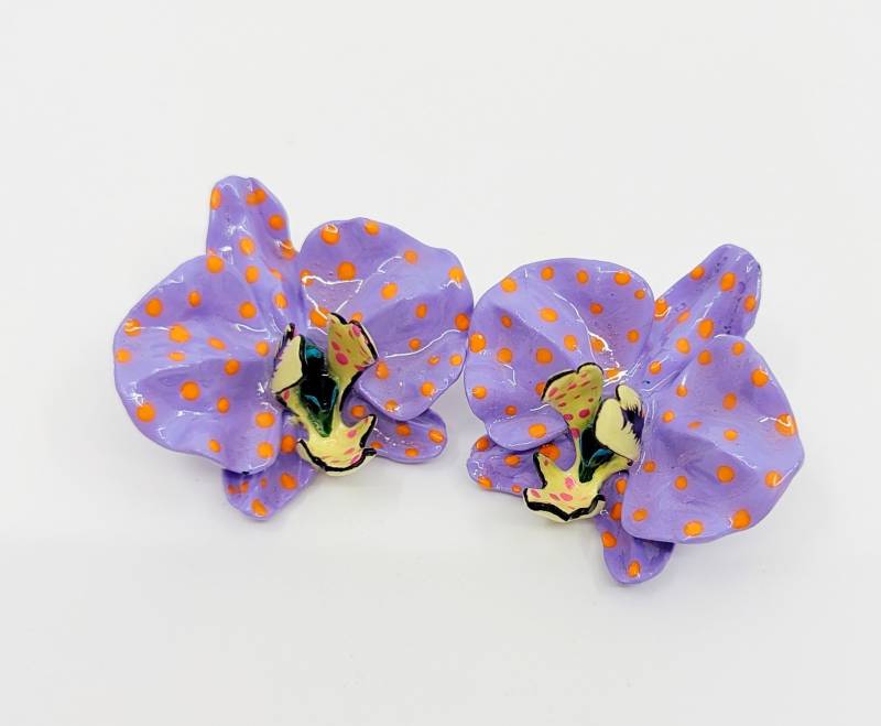 Orchideenohrringe - 3D-Ohrringe Blumenohrringe von MarcelaLopezArt