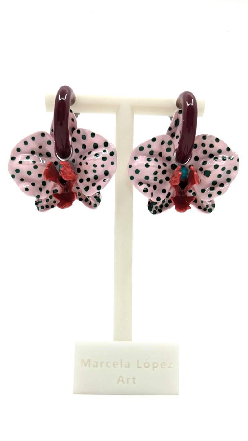 Ohrringe Mit Gepunkteten Orchideen - 3D-Orchideenohrringe von MarcelaLopezArt