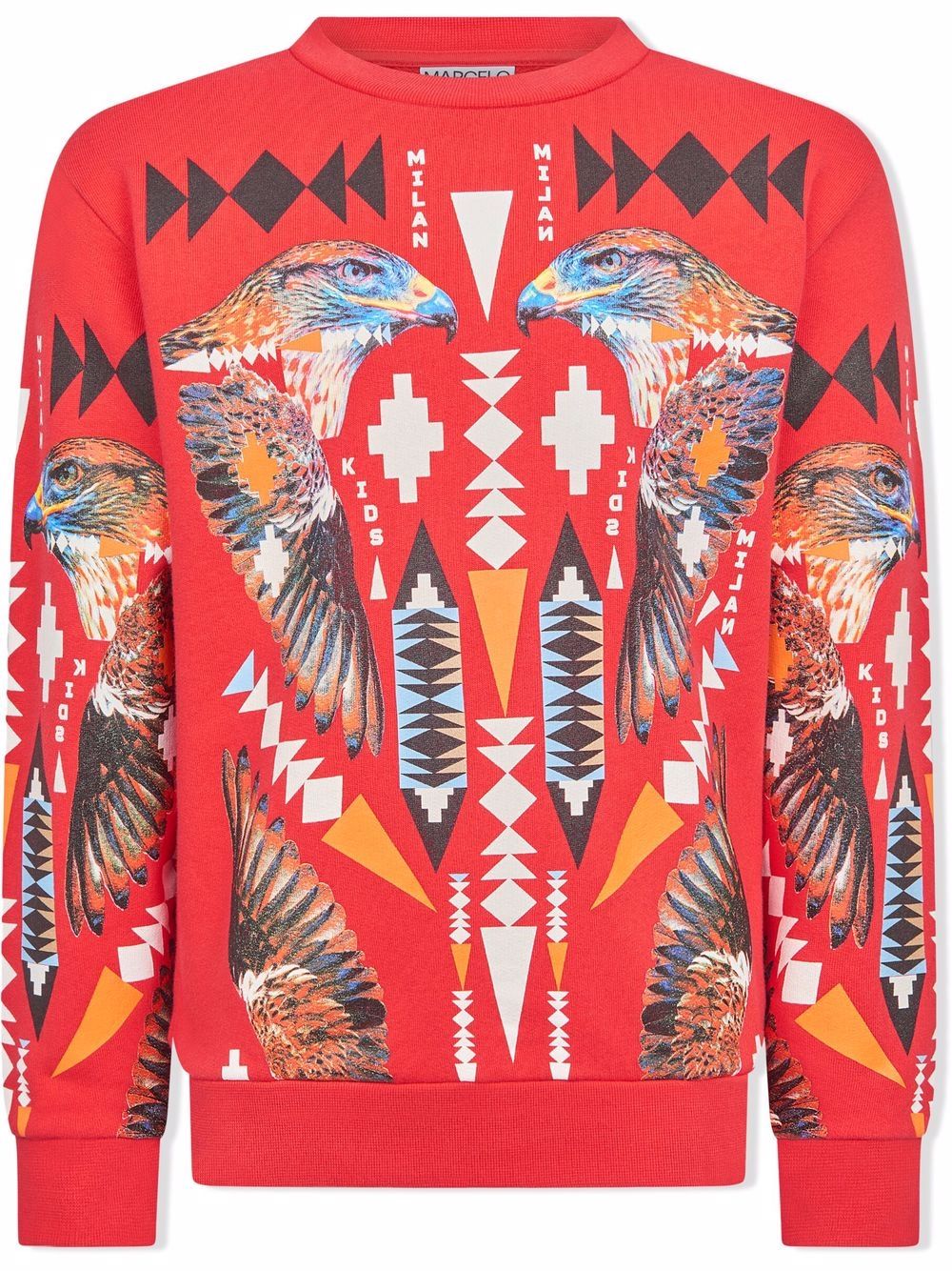 Marcelo Burlon County Of Milan Kids Hawk Cross Sweatshirt - Rot von Marcelo Burlon County Of Milan Kids