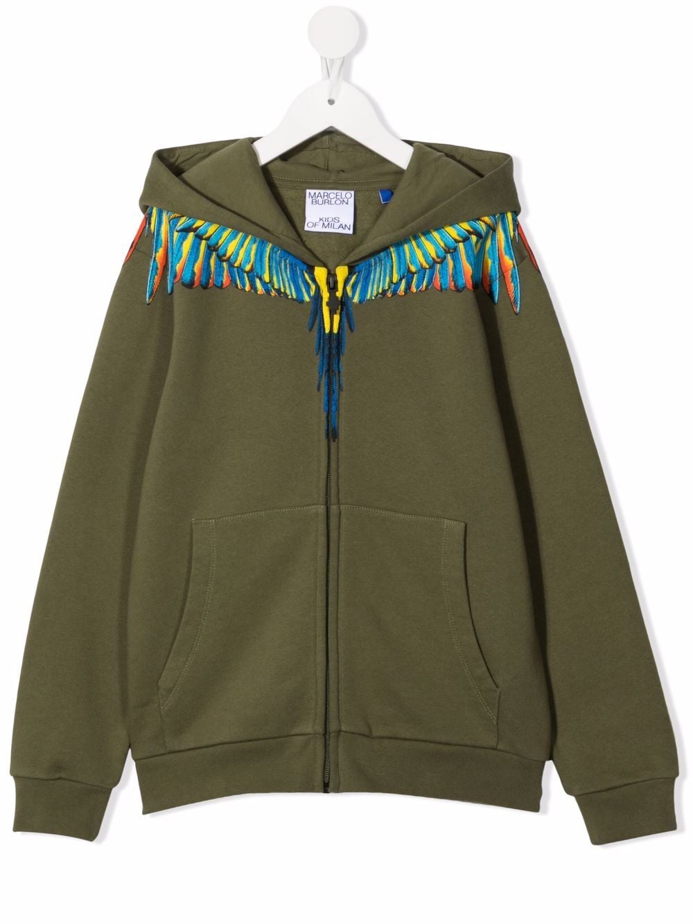 Marcelo Burlon County Of Milan Kids Kapuzenjacke mit Flügel-Print - Grün von Marcelo Burlon County Of Milan Kids