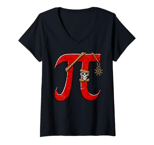 Damen Pirate Pi Day Lustiges Mathe-Liebhaber & Lehrer Pi Symbol T-Shirt mit V-Ausschnitt Damen Pirate Pi Day Lustiges Mathe-Liebhaber & Lehrer Pi Symbol T-Shirt mit V-Ausschnitt von March 14 Pi Day For geeky nerd math Lovers