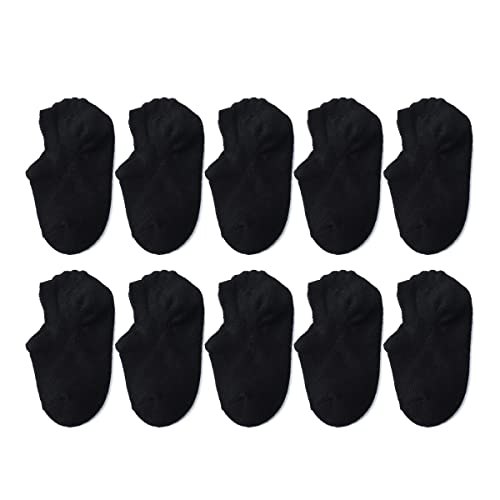 Marchare Baby No Show Socken aus Baumwolle mit rutschfester Sohle 3-4 Jahre im Niedrigschnitt-Stil für Mädchen, Jungen,Schwarz 10er-Pack. von Marchare