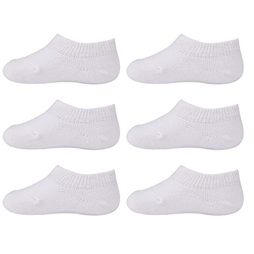 Marchare Baby No Show Socken aus Baumwolle mit rutschfester Sohle 3-4 Jahre im Niedrigschnitt-Stil für Mädchen, Jungen,Weiß 6er-Pack. von Marchare