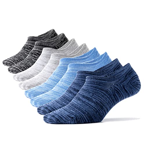 Marchare Herren No Show Socken 8 Paare Baumwoll Unsichtbare Low-Cut Socken mit rutschfesten kurzen Socken, Dunkelgrau/Navy/Hellgrau/Blau Größe 37-40 von Marchare