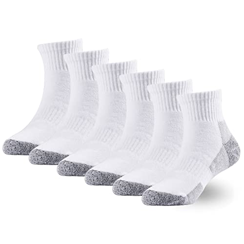 Marchare Jungensocken Kinder Gepolsterte Crew Socken Mädchen Dicke Baumwoll-Sportsocken 5-7 Jahre Schwarz 6er-Pack von Marchare